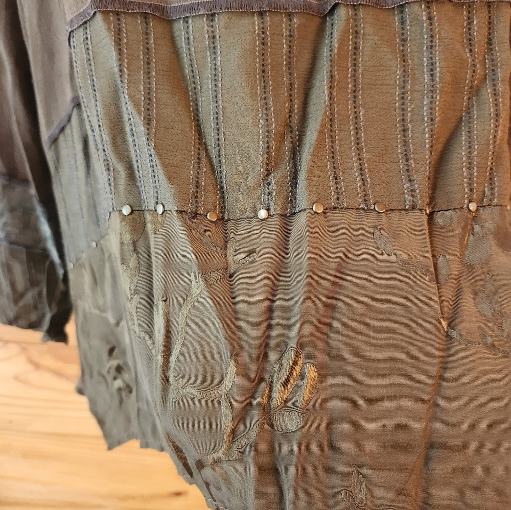 Vintage Spencer Alexis Womens Top XL Brown Rayon Silk Blend Fairy Whimsy 90s - Picture 3 of 9